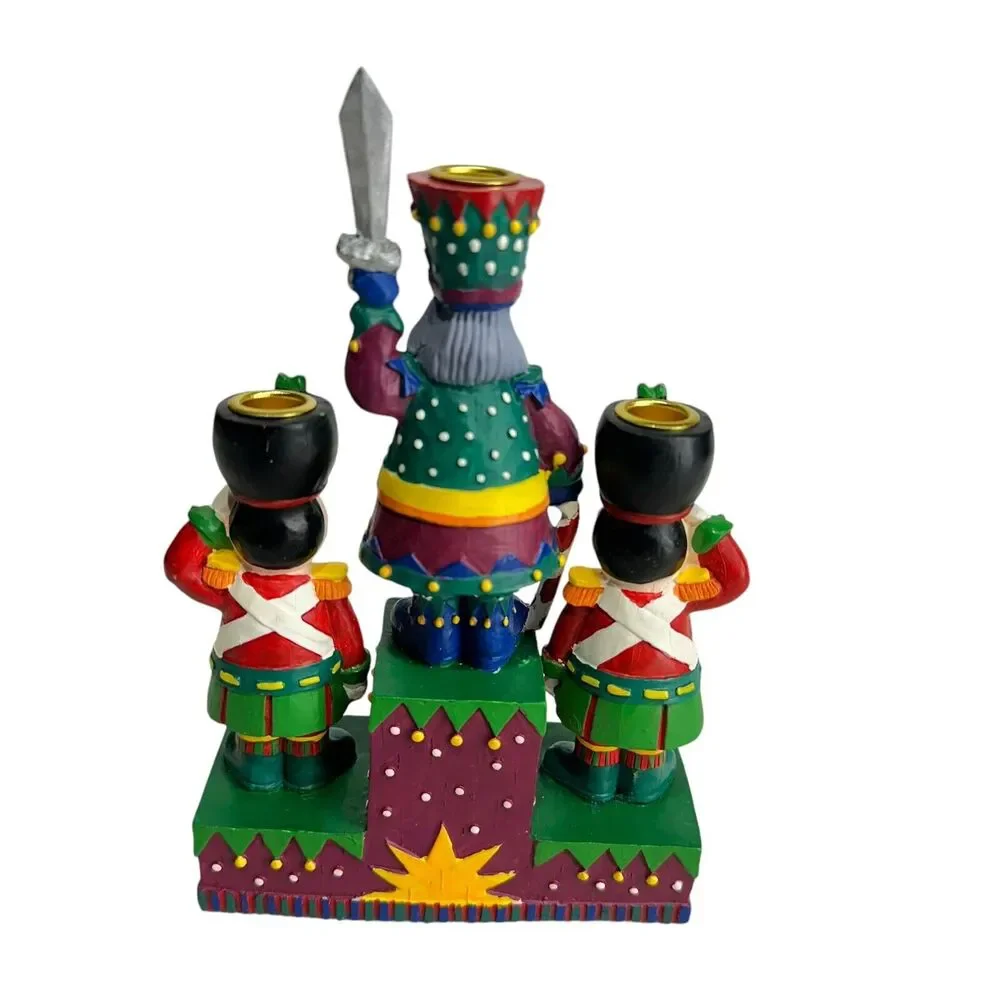 russ sugarplum fantasies nutcracker 3 candlestick holder Christmas Holiday Decor